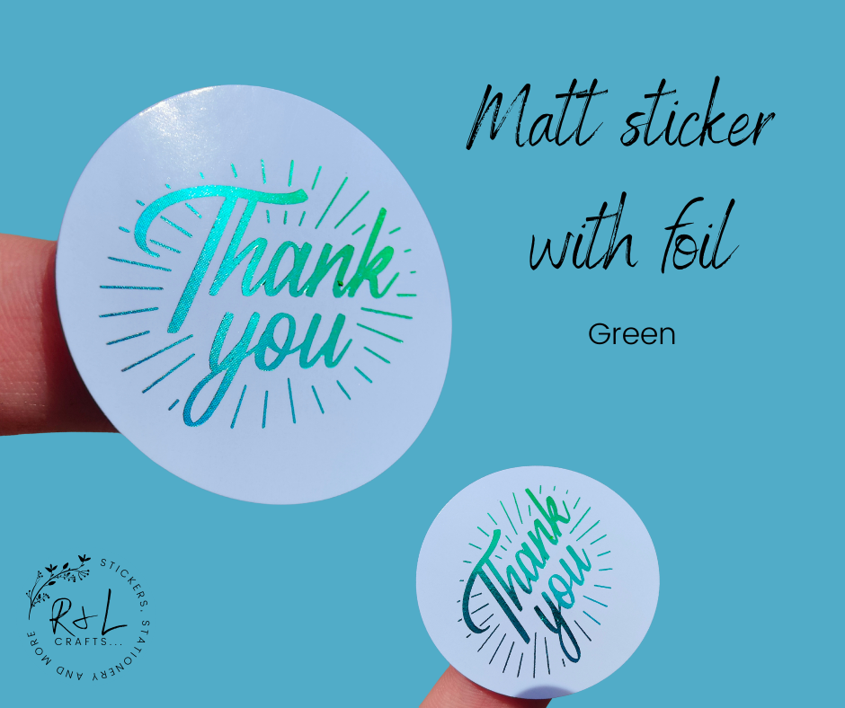 Round Thank you stickers - gloss finish with foil - Business