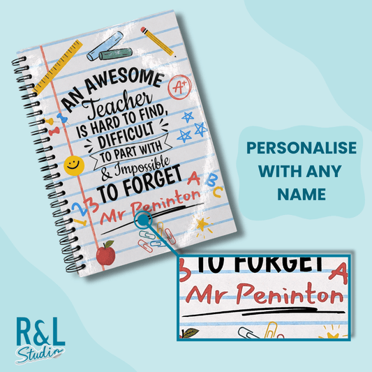 An Awesome Teacher Personalised Sticker Book & Notebook