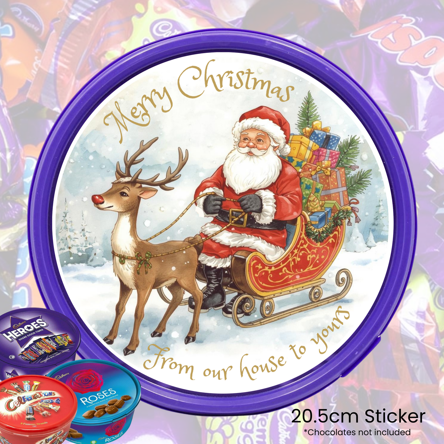 Dashing Through the Snow - chocolate tub sticker