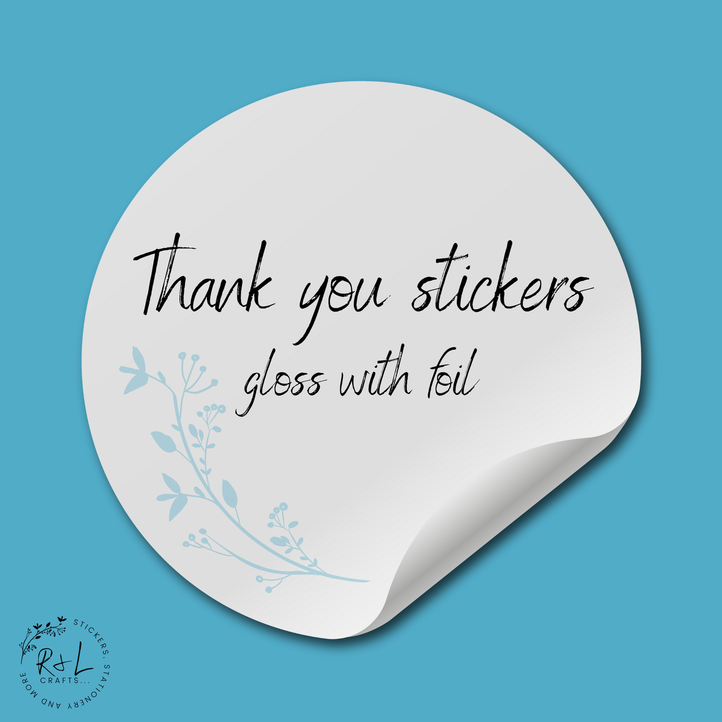 Round Thank you stickers - gloss finish with foil - Business