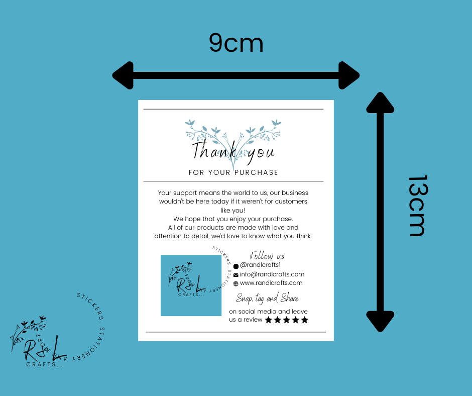 Thank you notes 9cm x 13cm (business)