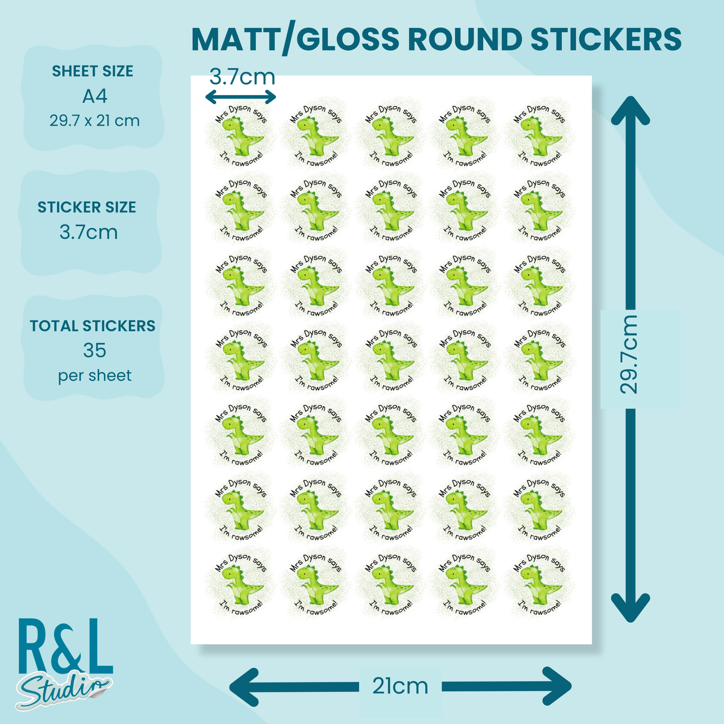 Rawrsome Dinosaur Teacher Stickers