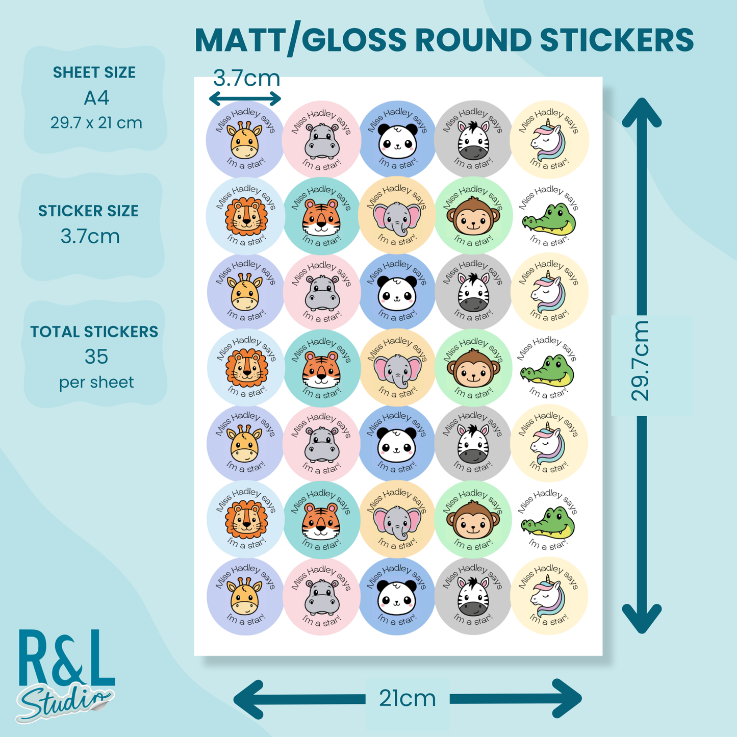 Wild animal teacher stickers