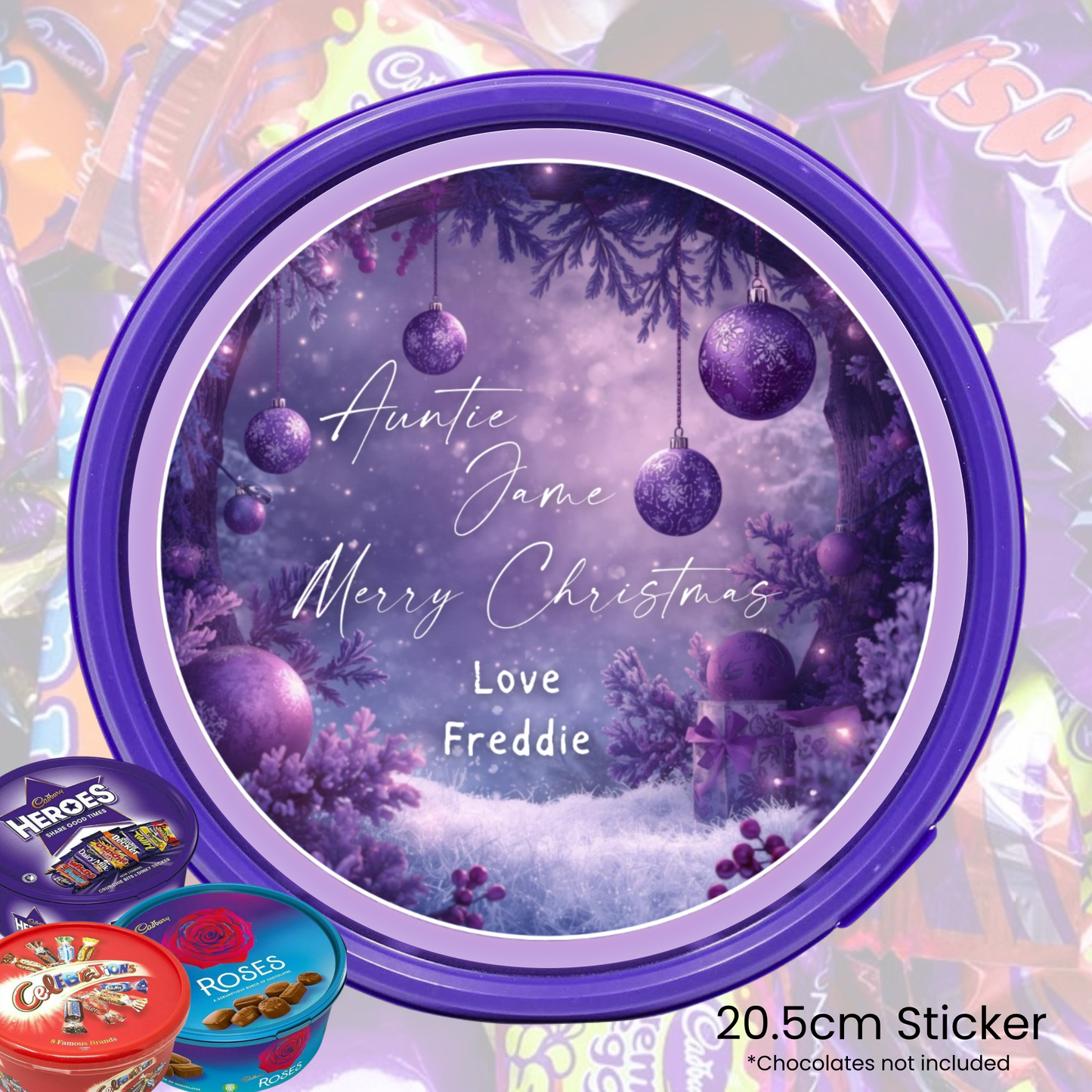 Regal Baubles - chocolate tub sticker