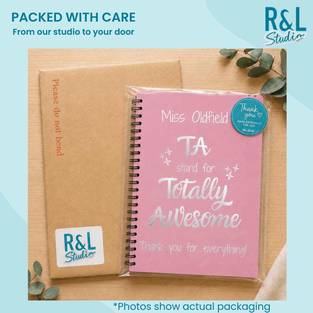 Personalised TA 'Totally Awesome' Teacher Sticker Book & Notebook