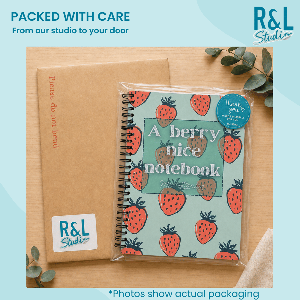 Personalised A Berry Nice Strawberry Wirebound Notebook