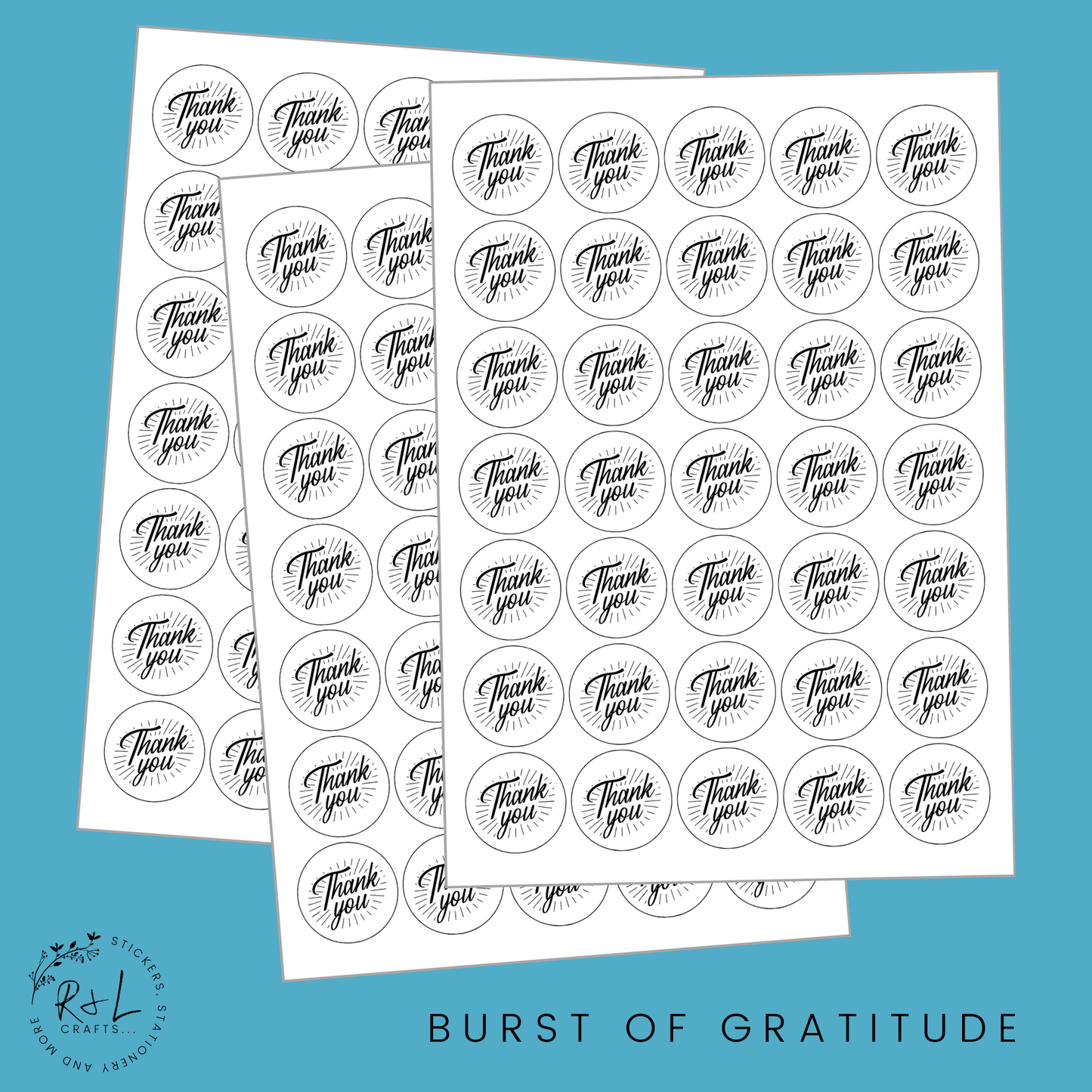 Round Thank you stickers - gloss finish with foil - Business