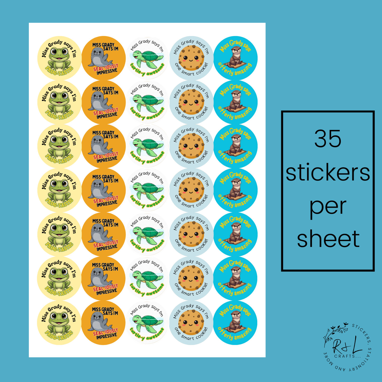 Land, Sea & Sweet Success teacher stickers