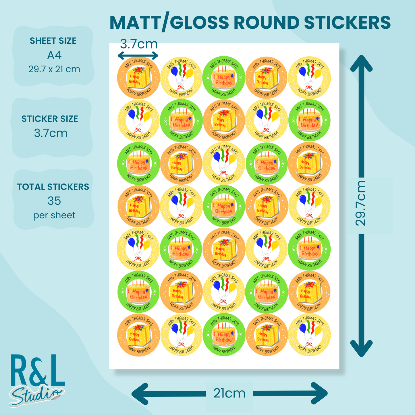 Personalised Birthday Teacher Stickers