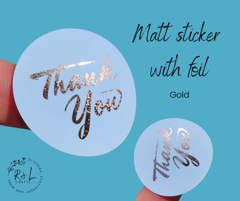 Round Thank you stickers - matt finish with foil - Business