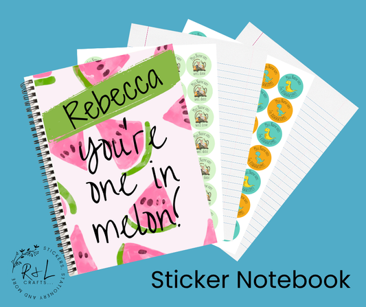 One in a melon sticker notebook