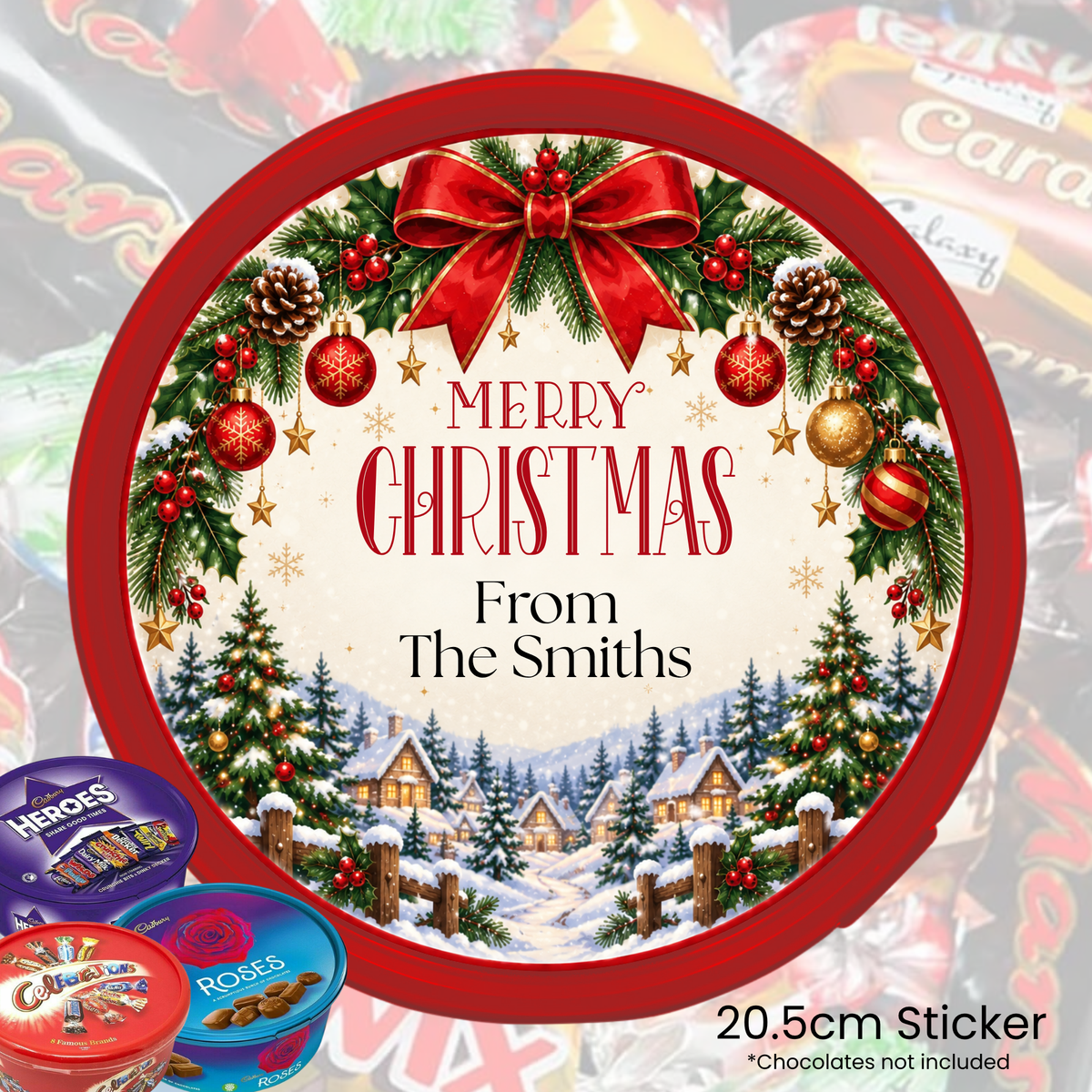 Christmas Village - Chocolate Tub Sticker