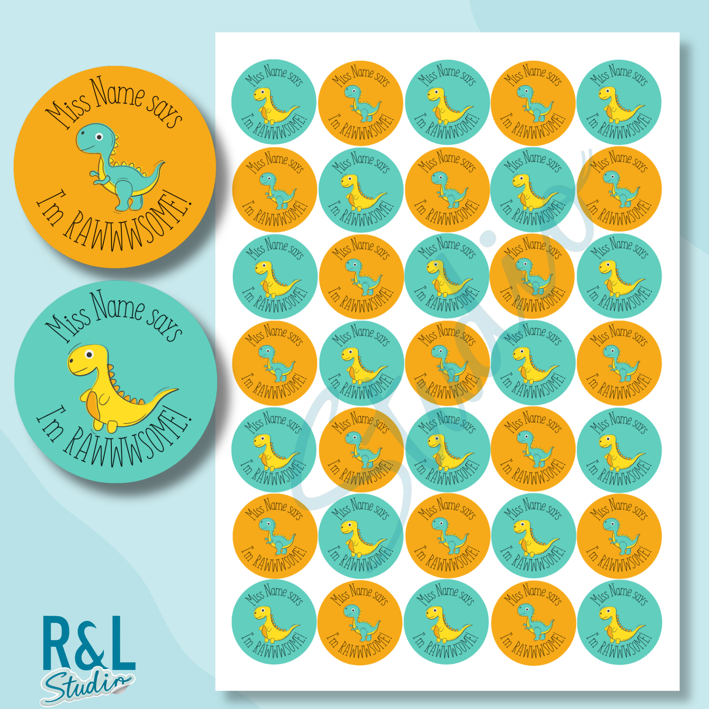 Bold dinos teacher stickers