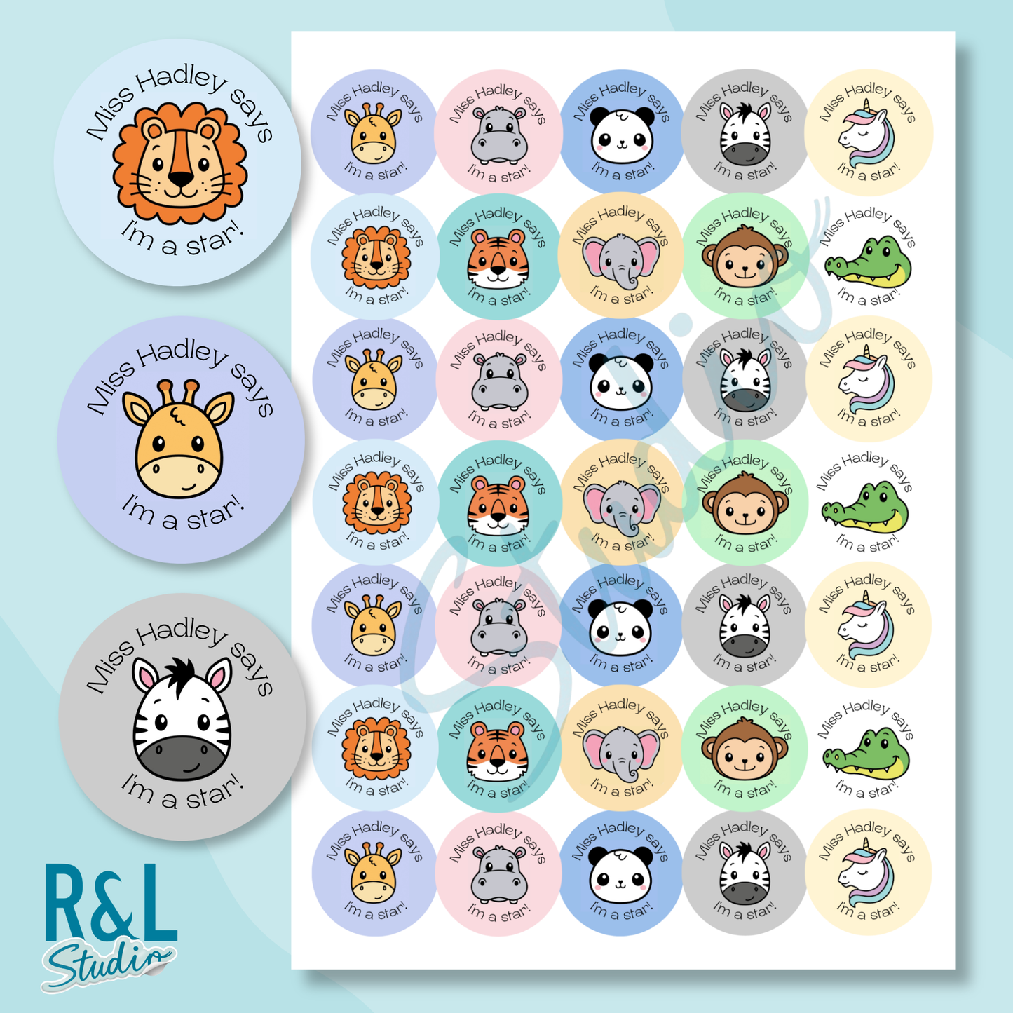 Wild animal teacher stickers