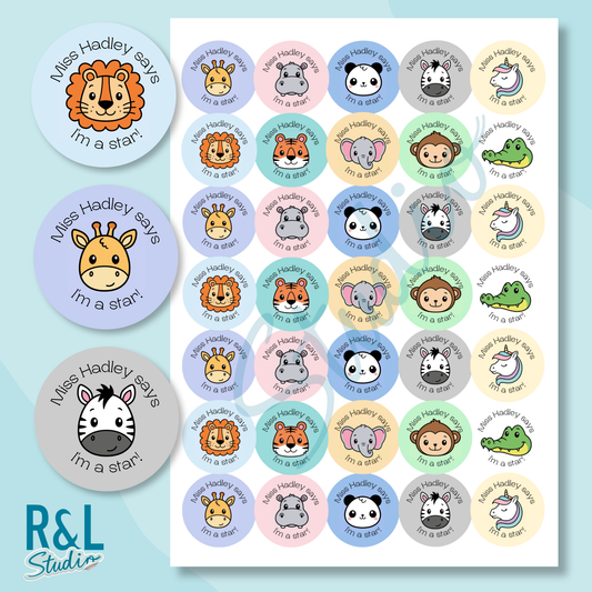 Wild animal teacher stickers