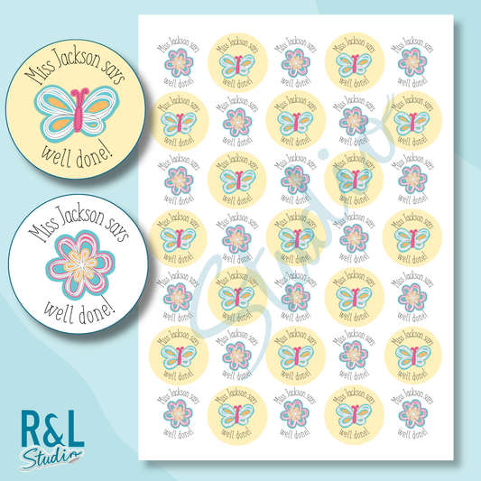 Groovy Butterfly & Flower Teacher Stickers