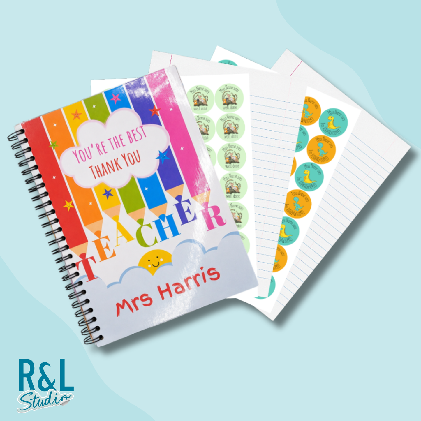 Personalised You're the Best Teacher Sticker Book & Notebook