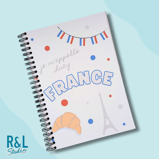 Personalised France Wirebound Notebook