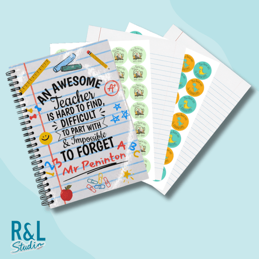 An Awesome Teacher Personalised Sticker Book & Notebook