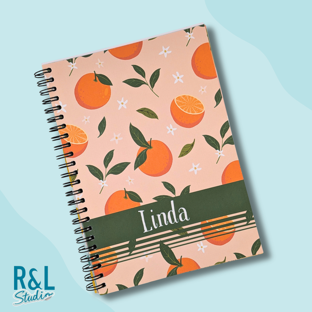 Personalised Orange Blossom Wirebound Notebook