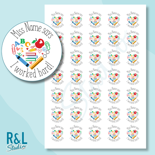 Personalised Teacher Heart Teacher Stickers