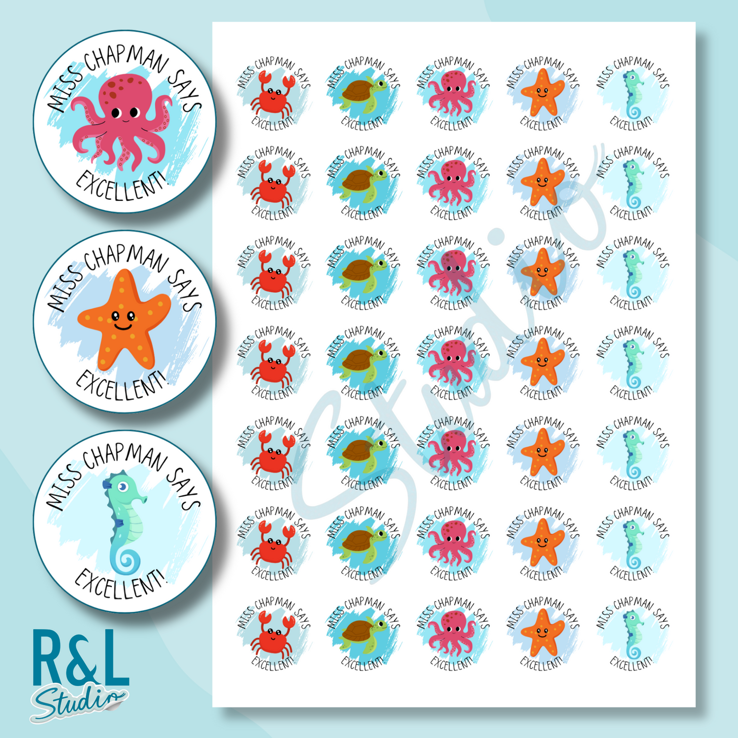 Ocean Animal Teacher Stickers