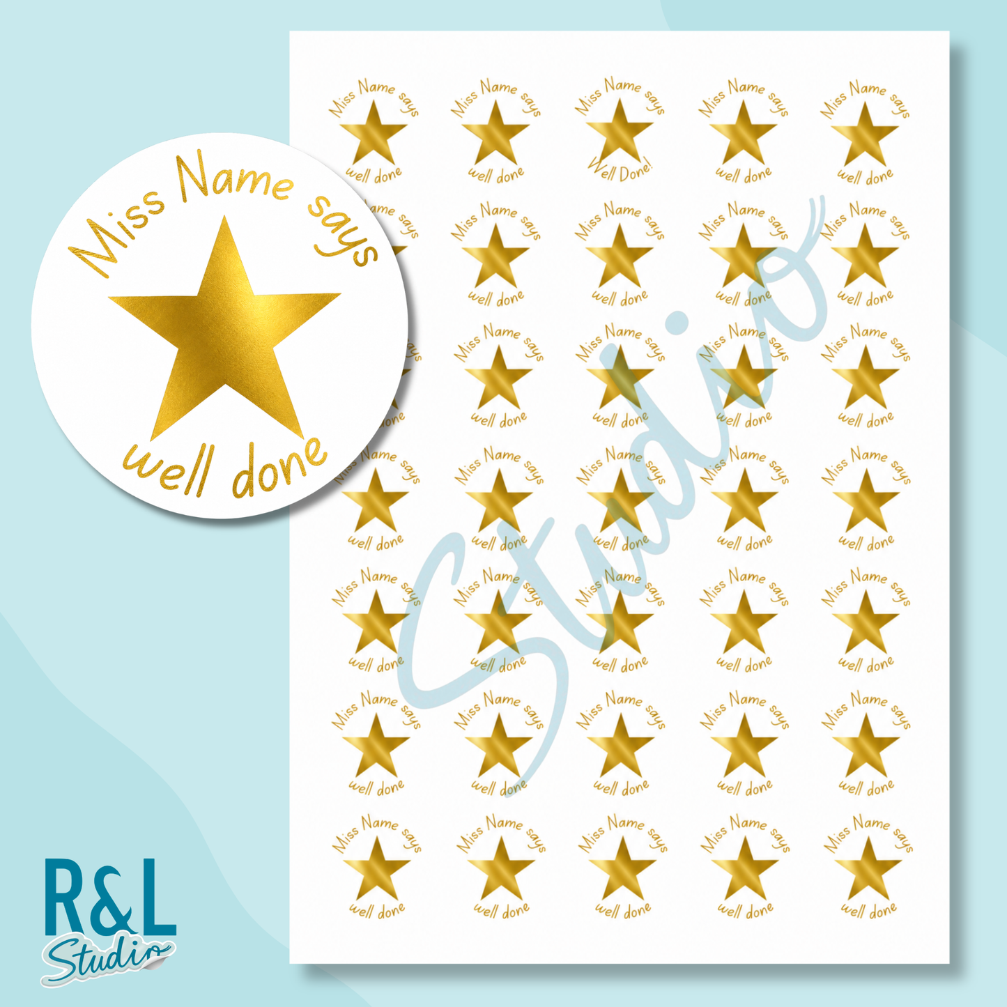 Shining Foil Star Teacher Stickers