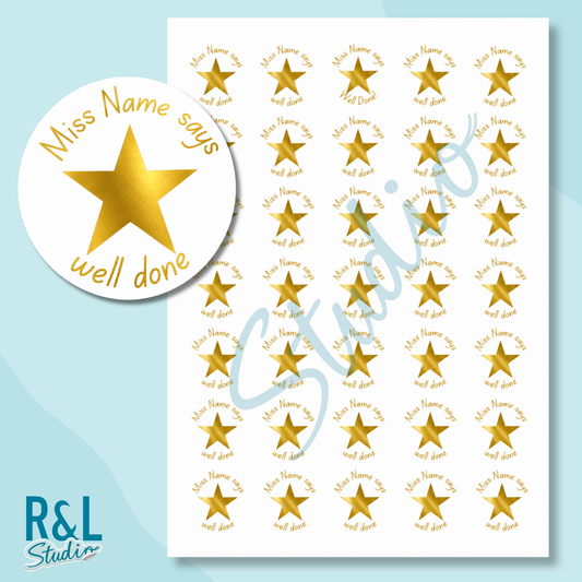 Shining Foil Star Teacher Stickers