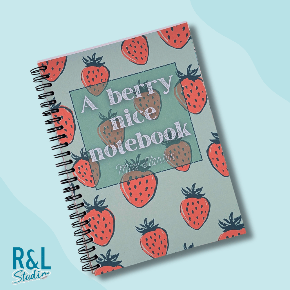Personalised A Berry Nice Strawberry Wirebound Notebook