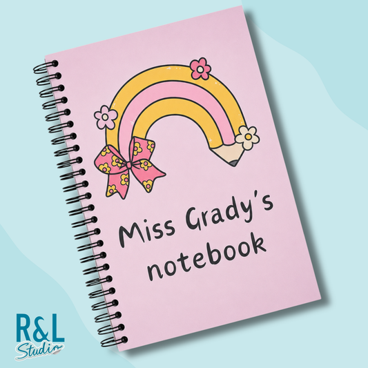 Personalised Rainbow Pencil Wirebound Notebook