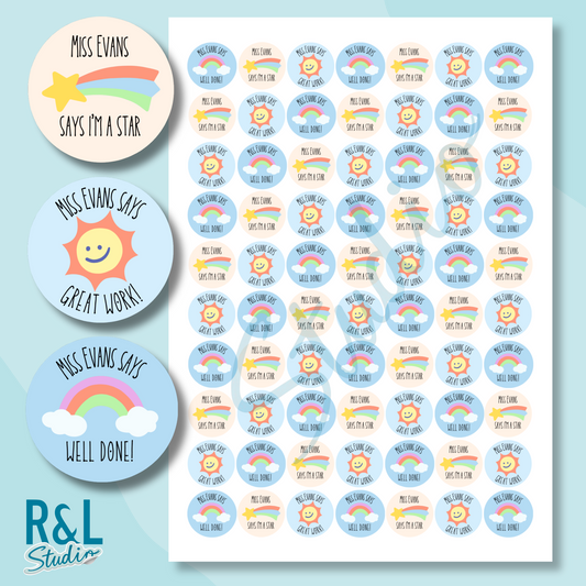 Rainbow & Sunshine Teacher Stickers