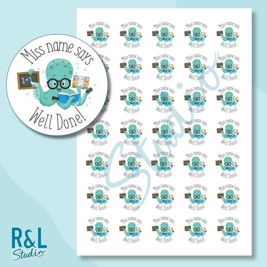 Maths Octopus Teacher Stickers