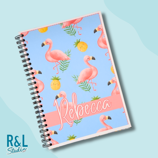 Personalised Flamingo Wirebound Notebook