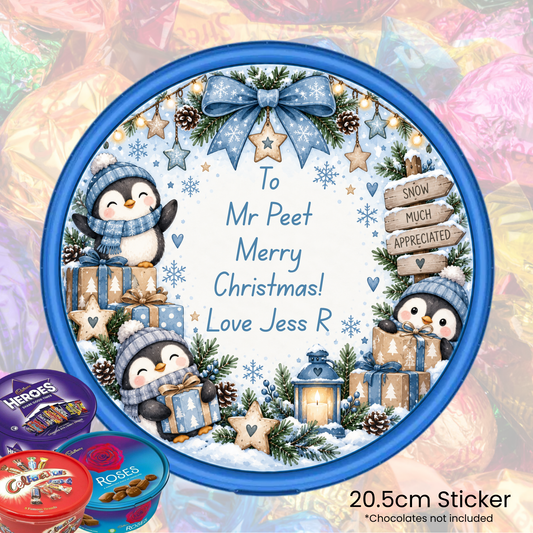 Penguin Christmas - Chocolate Tub Sticker