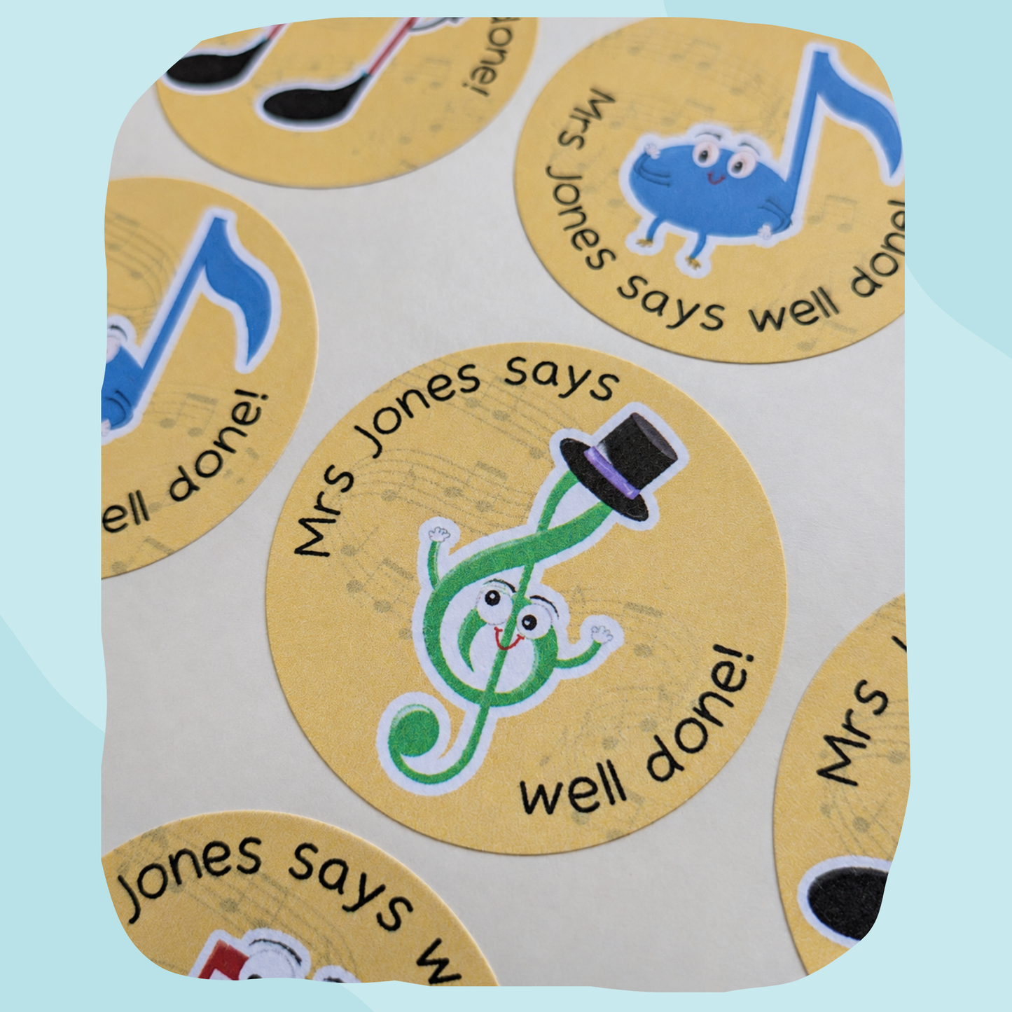 Personalised Musical Notes Teacher Stickers