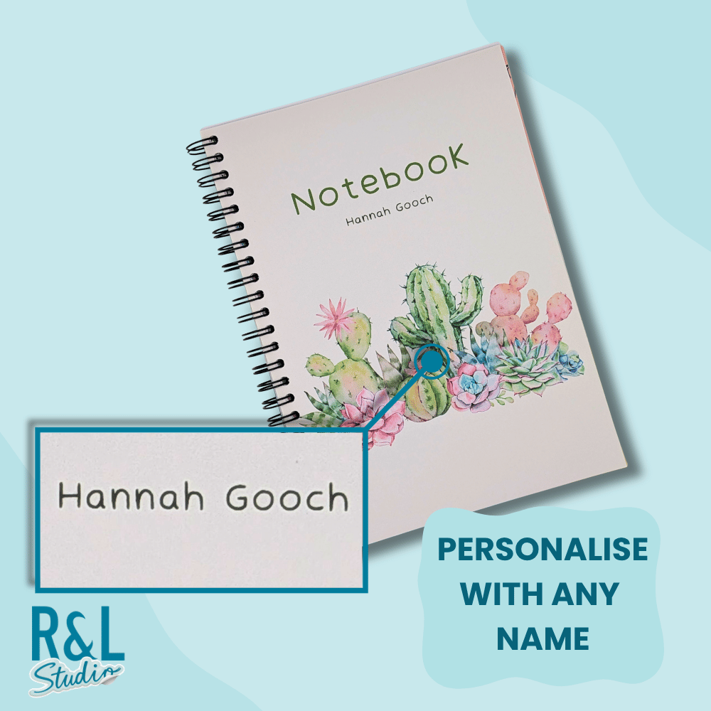 Personalised Cacti Wirebound Notebook