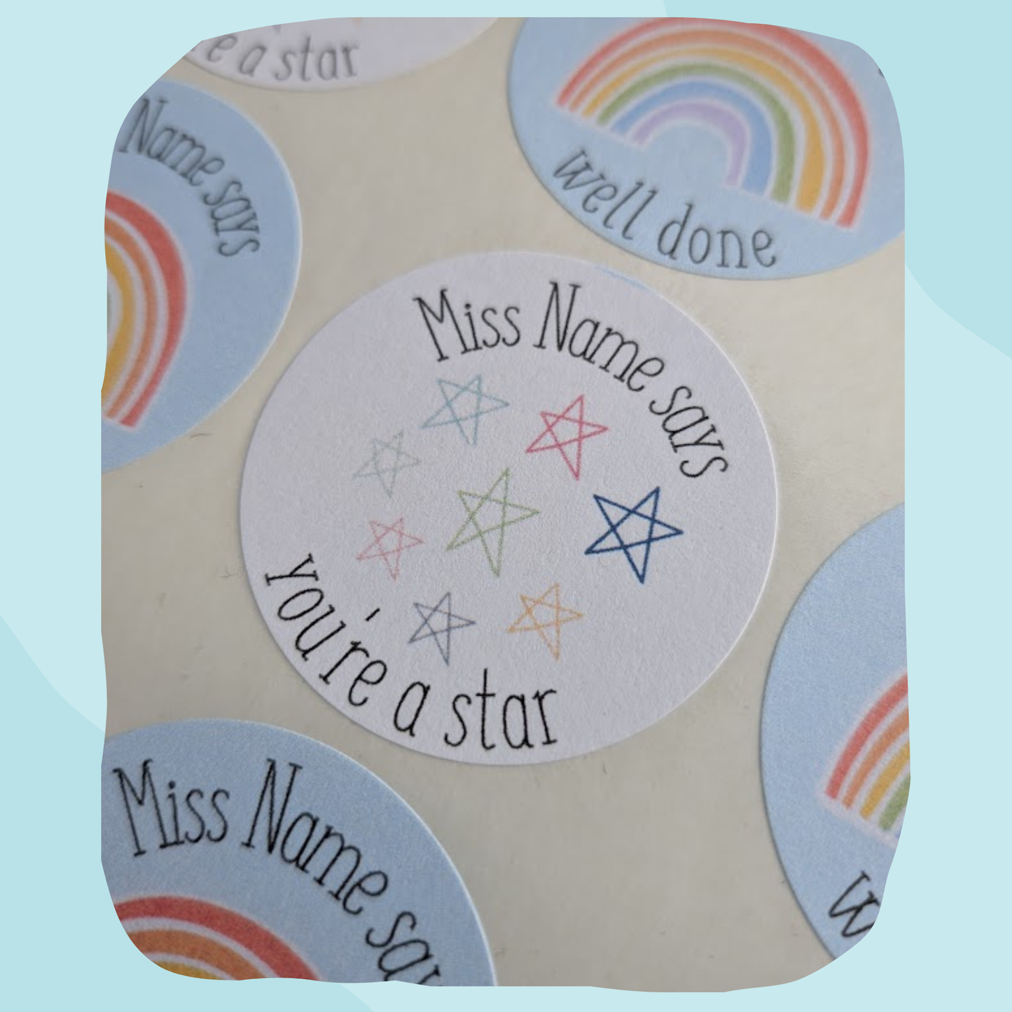 Rainbow and stars teacher stickers