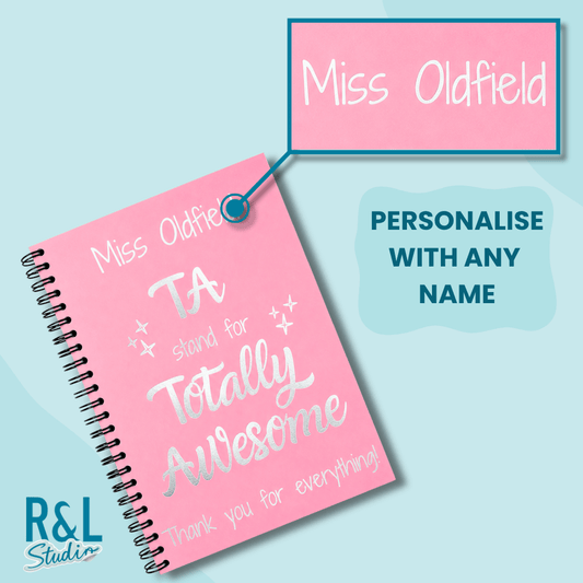 Personalised TA 'Totally Awesome' Teacher Sticker Book & Notebook