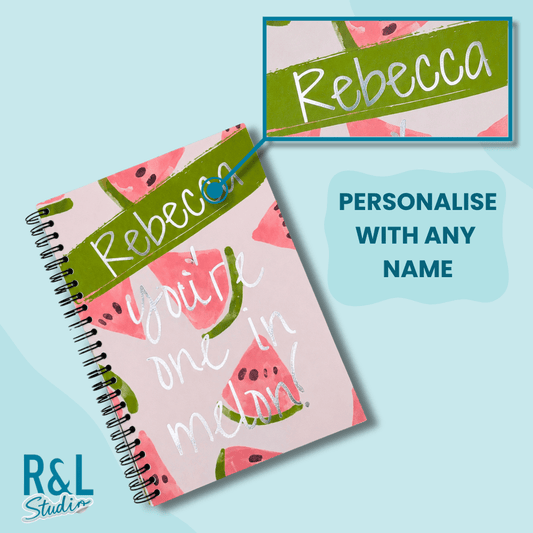 Personalised One in a Melon Teacher Sticker Book & Notebook