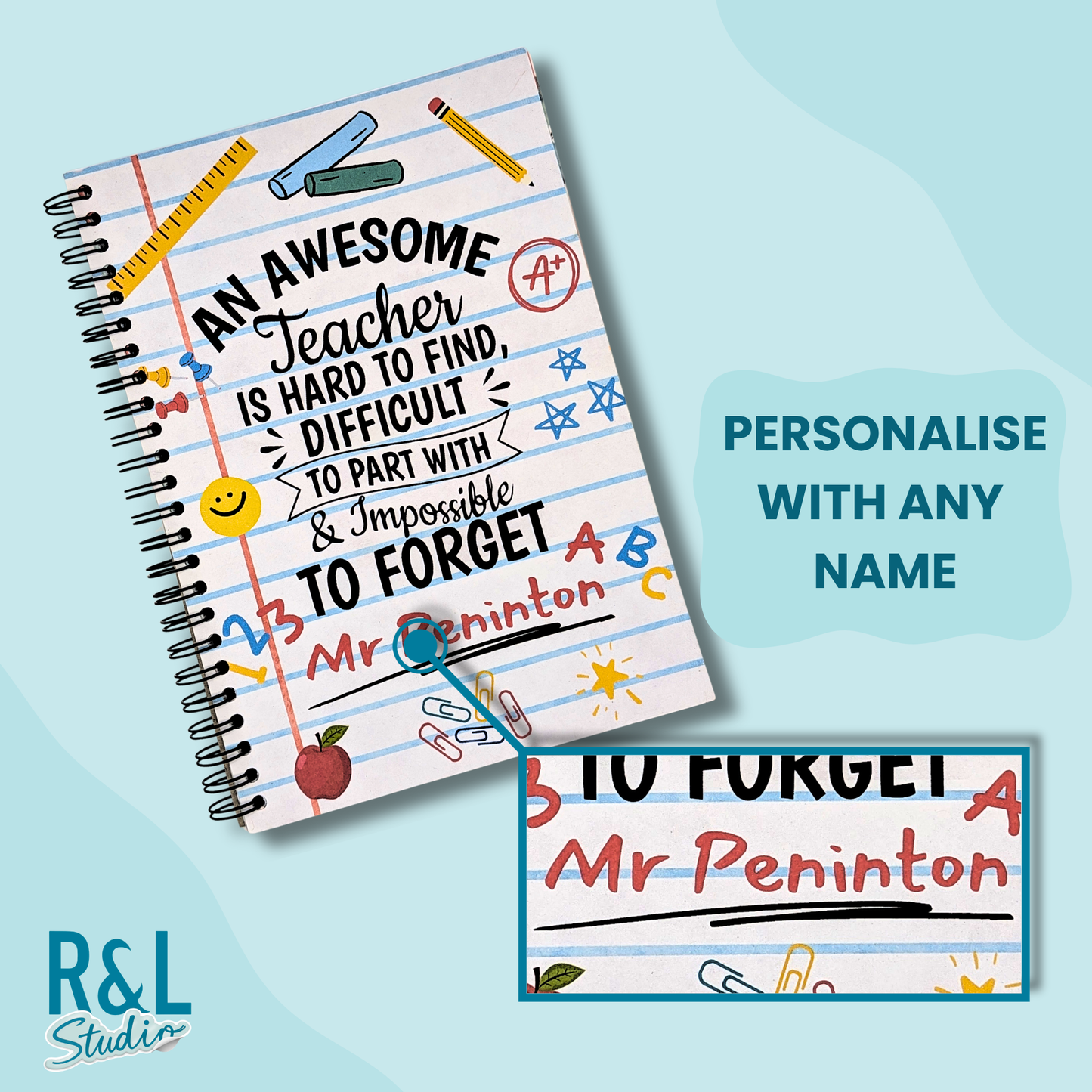 An Awesome Teacher Personalised Wirebound Notebook