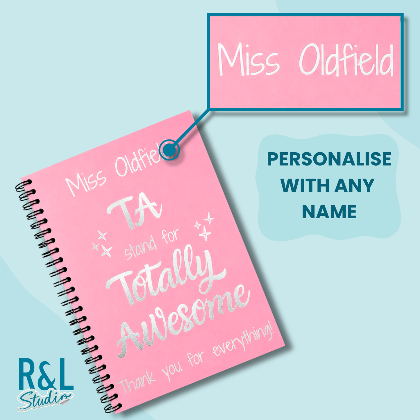 Personalised TA 'Totally Awesome' Wirebound Notebook