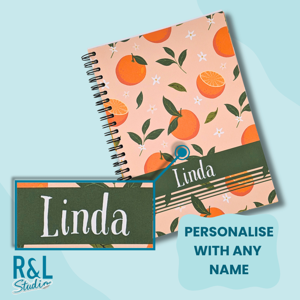 Personalised Orange Blossom Wirebound Notebook