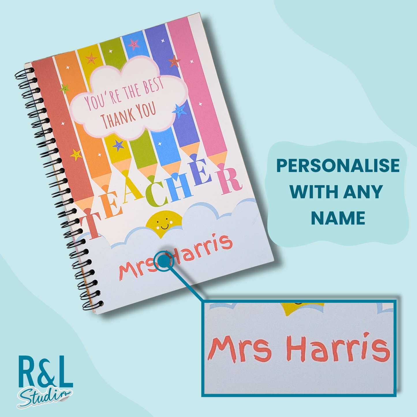Personalised You're the Best Teacher Wirebound Notebook
