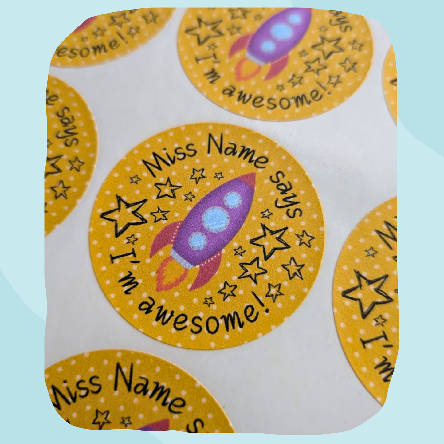 Personalised Rocket Teacher Stickers