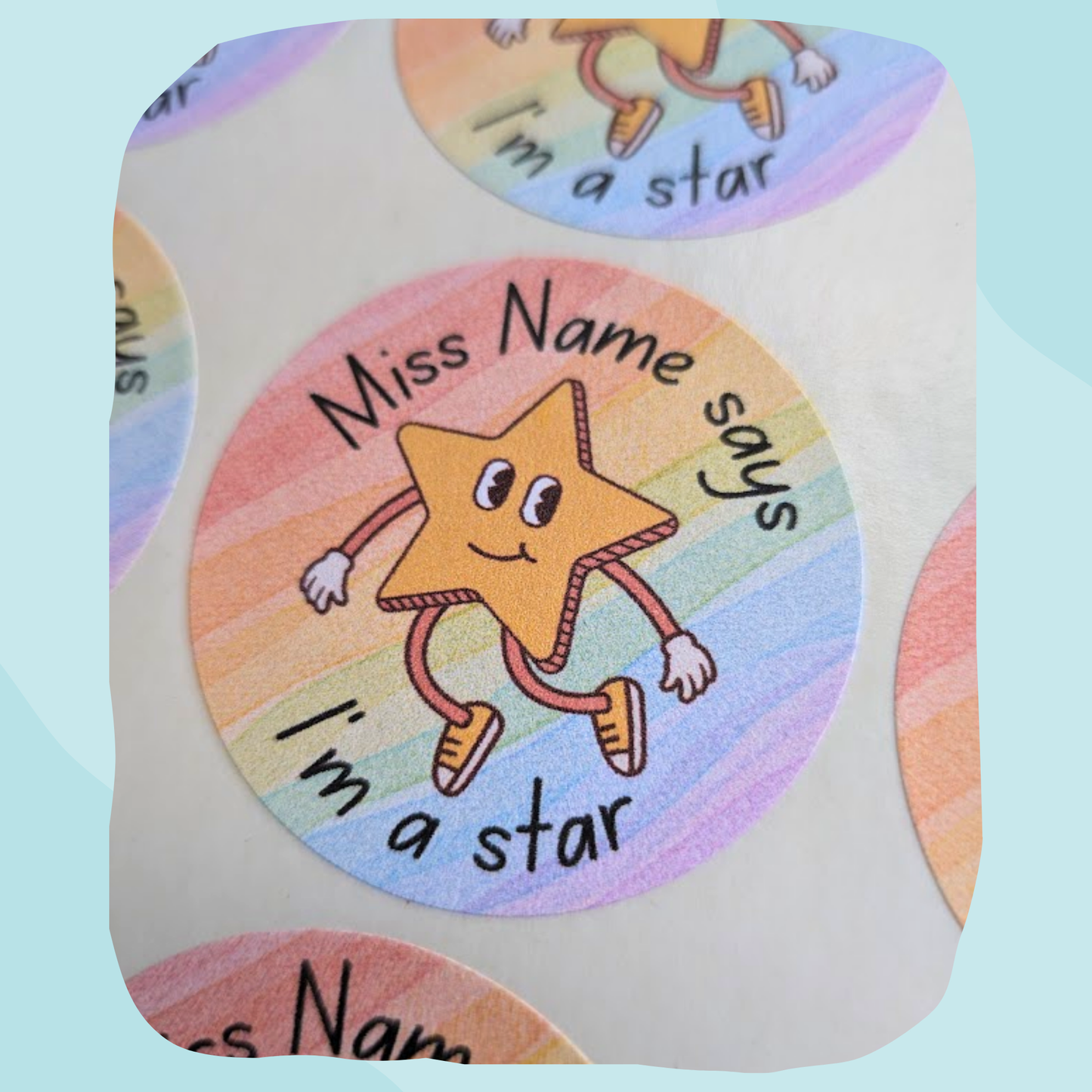 Rainbow Star Teacher Stickers