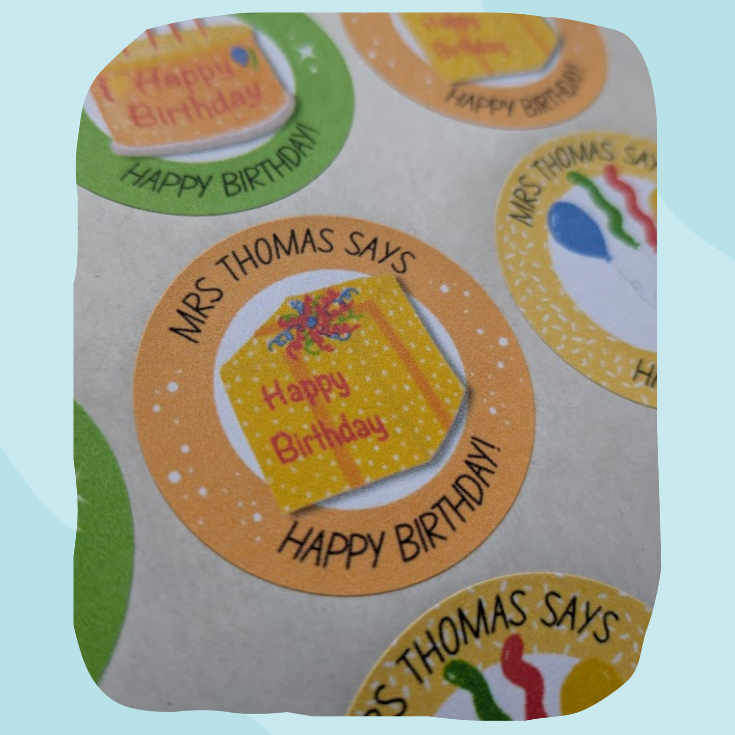 Personalised Birthday Teacher Stickers