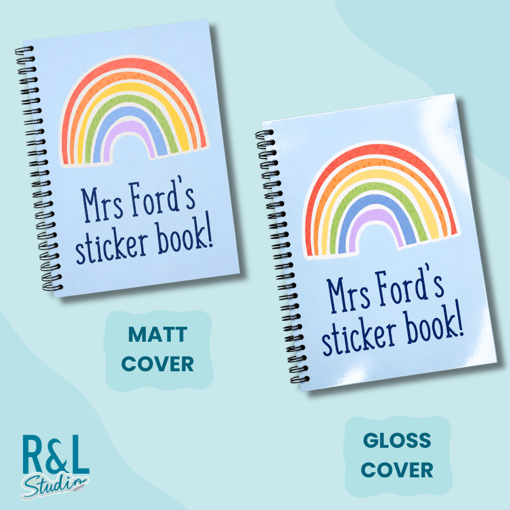 Personalised Rainbow Teacher Sticker Book & Notebook