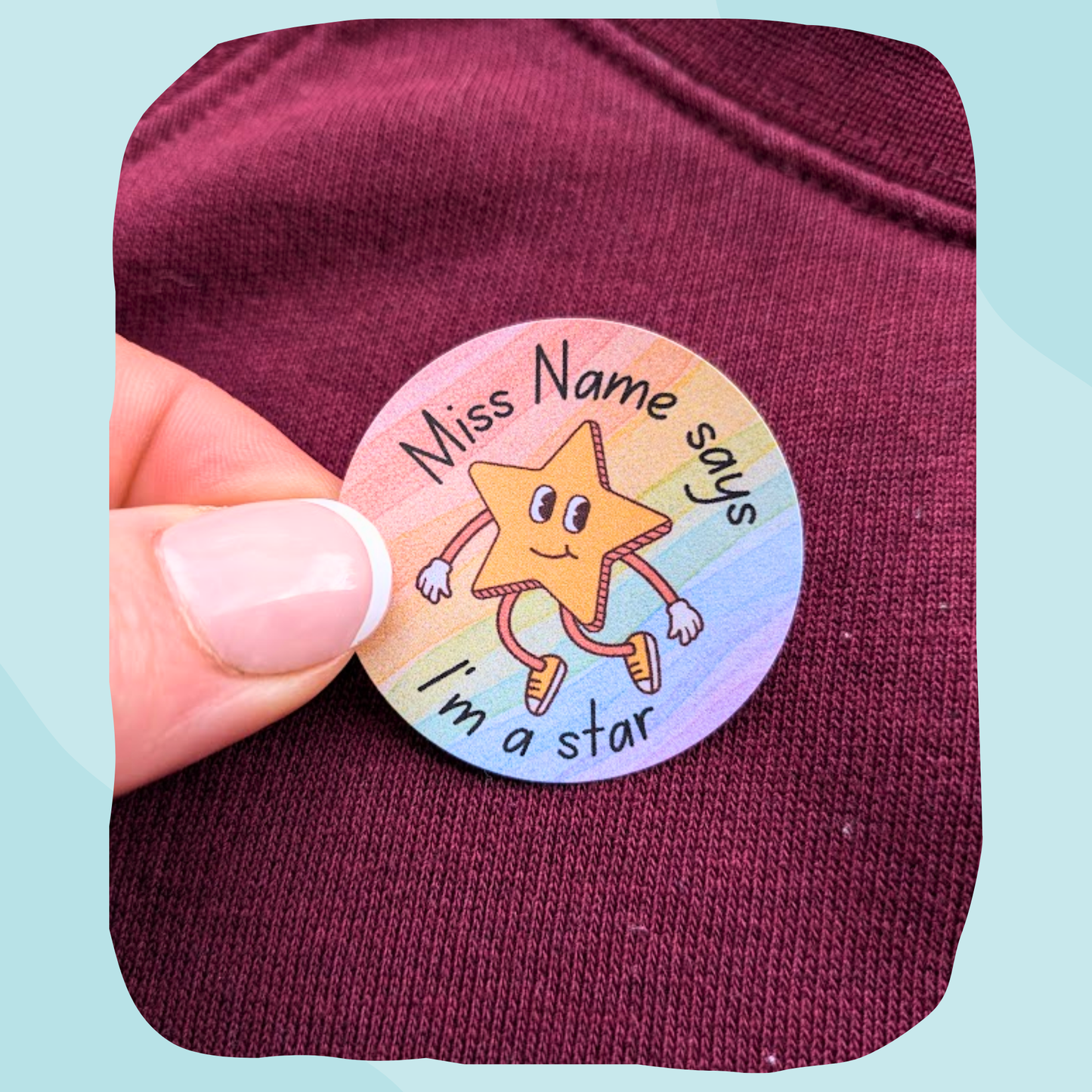 Rainbow Star Teacher Stickers
