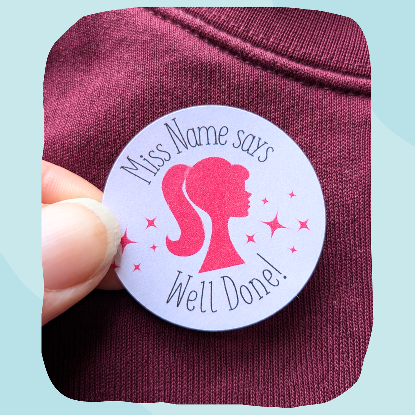 Personalised Pink Doll Teacher Stickers