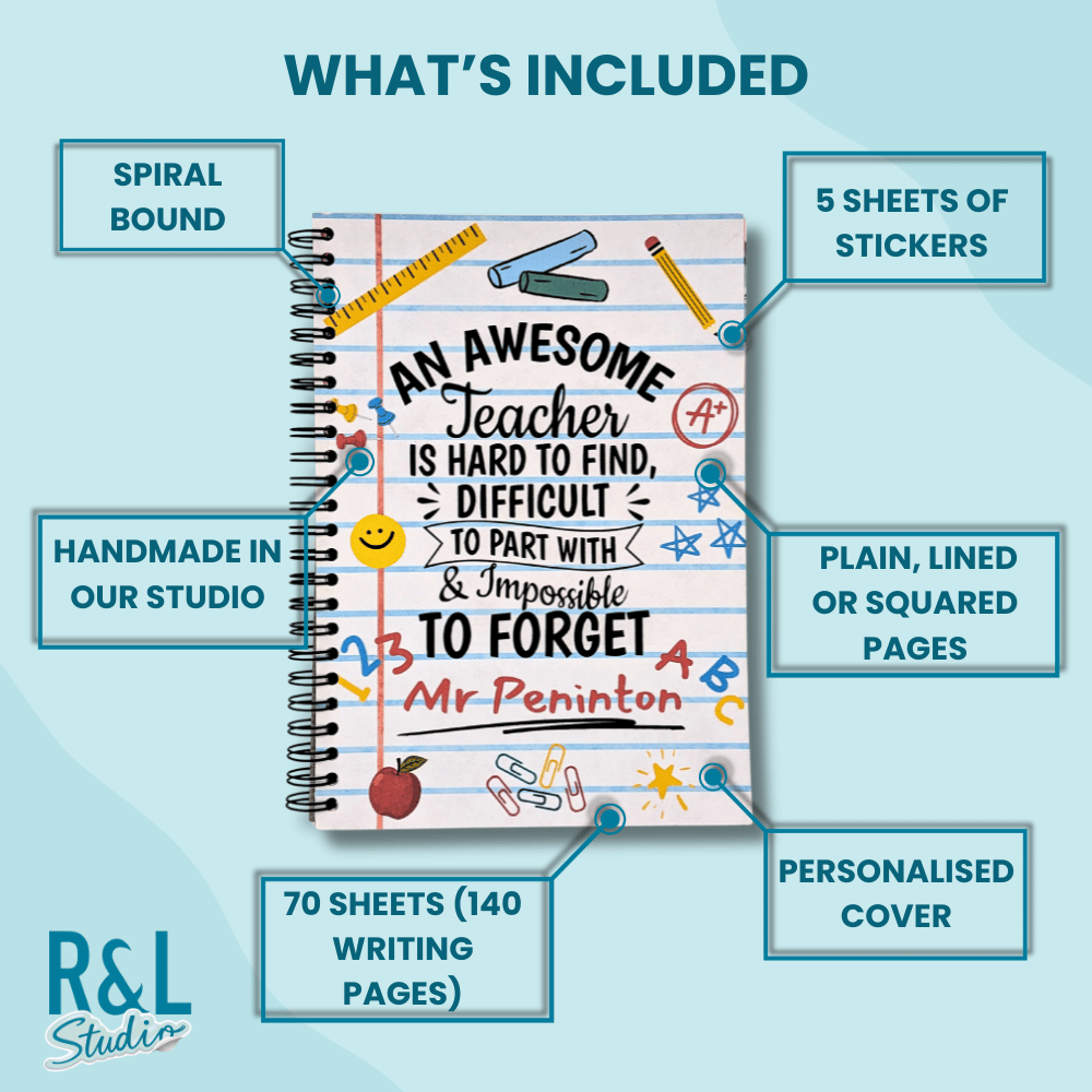 An Awesome Teacher Personalised Sticker Book & Notebook